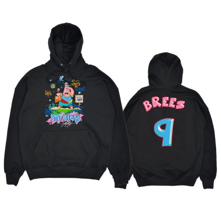 Men's NFL Junk Food Drew Brees Saints SpongeBob x King Saladeen Black Patrick Pullover Hoodie