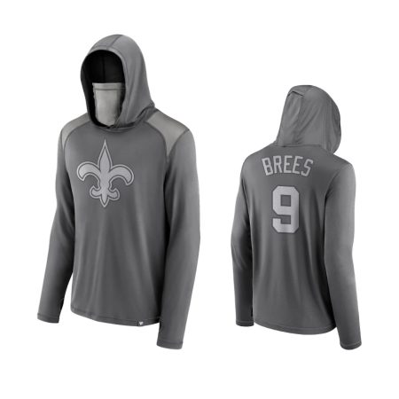 Drew Brees New Orleans Saints Gray Rally On Transitional Face Covering Pullover Hoodie