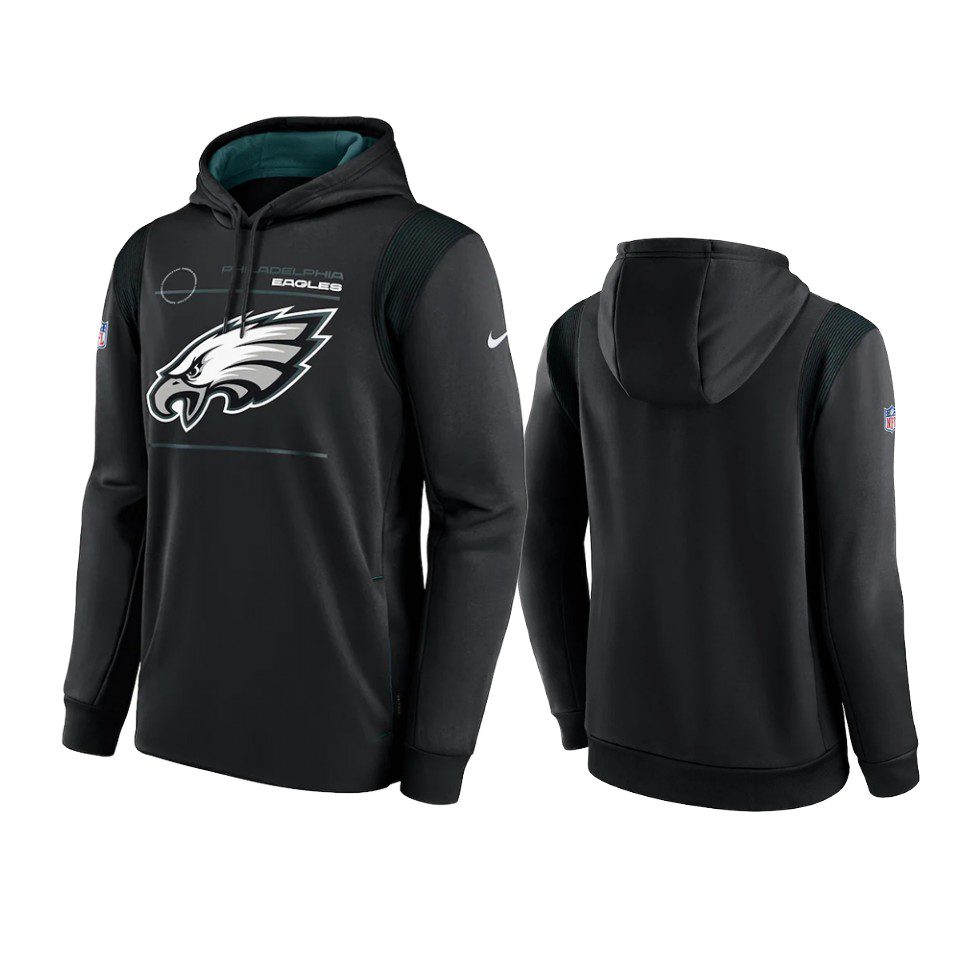 Philadelphia Eagles Black Sideline Logo Performance Pullover Hoodie 1 eagles black sideline logo performance hoodie