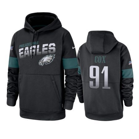 Philadelphia Eagles Fletcher Cox Black 100th Season Sideline Team Logo Hoodie