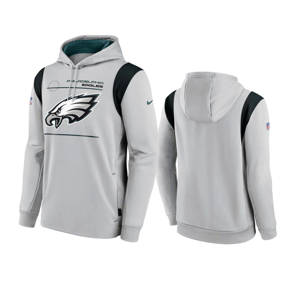 Philadelphia Eagles Gray Sideline Logo Performance Pullover Hoodie 1 eagles gray sideline logo performance hoodie