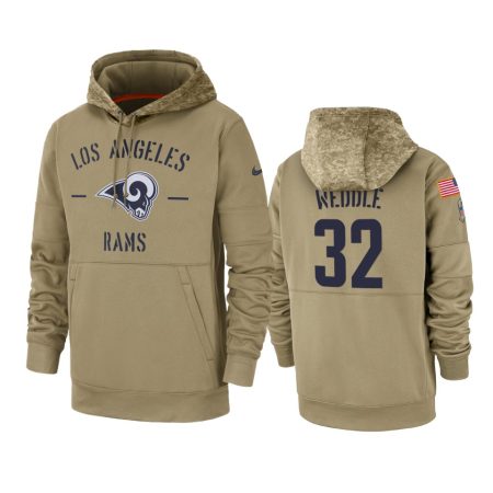 Los Angeles Rams Eric Weddle Tan 2019 Salute to Service Sideline Therma Pullover Hoodie