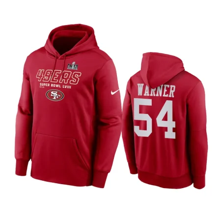 San Francisco 49ers Fred Warner Scarlet Super Bowl LVIII Hometown Pullover Hoodie