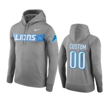 Detroit Lions #00 Custom Gray Nike Pullover Sideline Team Hoodie - Men's