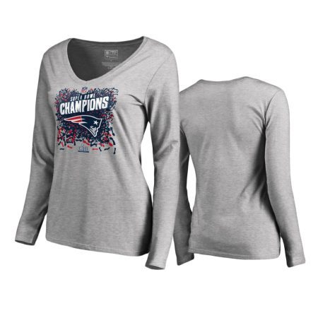 New England Patriots # Gray Super Bowl LIII Champions Trophy T-Shirt - Women's