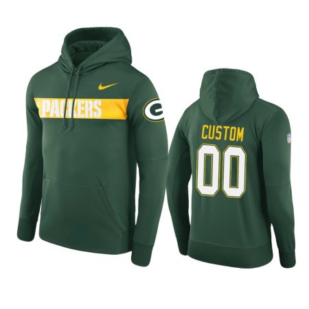 Green Bay Packers #00 Custom Green Nike Pullover Sideline Team Hoodie - Men's
