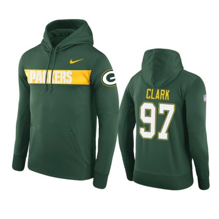 Green Bay Packers #97 Kenny Clark Green Nike Pullover Sideline Team Hoodie - Men's