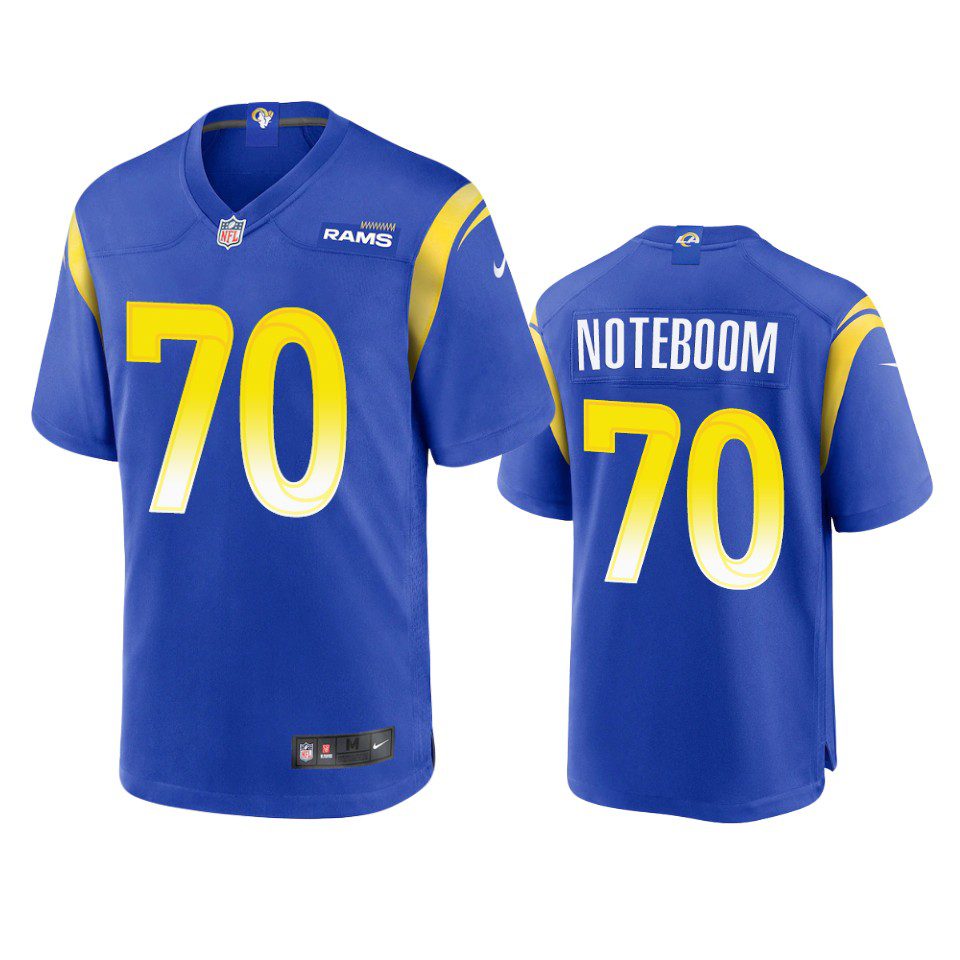 Los Angeles Rams Joseph Noteboom Royal Game Jersey 1 joseph noteboom rams royal game jersey