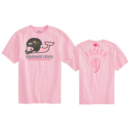 Women's Baltimore Ravens Justin Tucker Pink Mother's Day T-Shirt