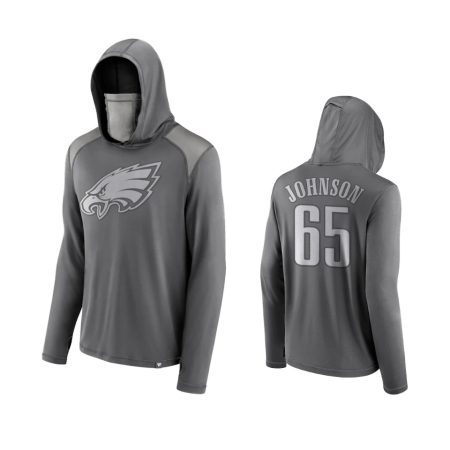 Lane Johnson Philadelphia Eagles Gray Rally On Transitional Face Covering Pullover Hoodie