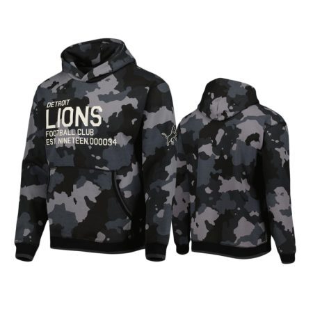 Detroit Lions Black Camo Pullover Hoodie