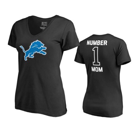 Detroit Lions Black Mother's Day #1 Mom T-Shirt