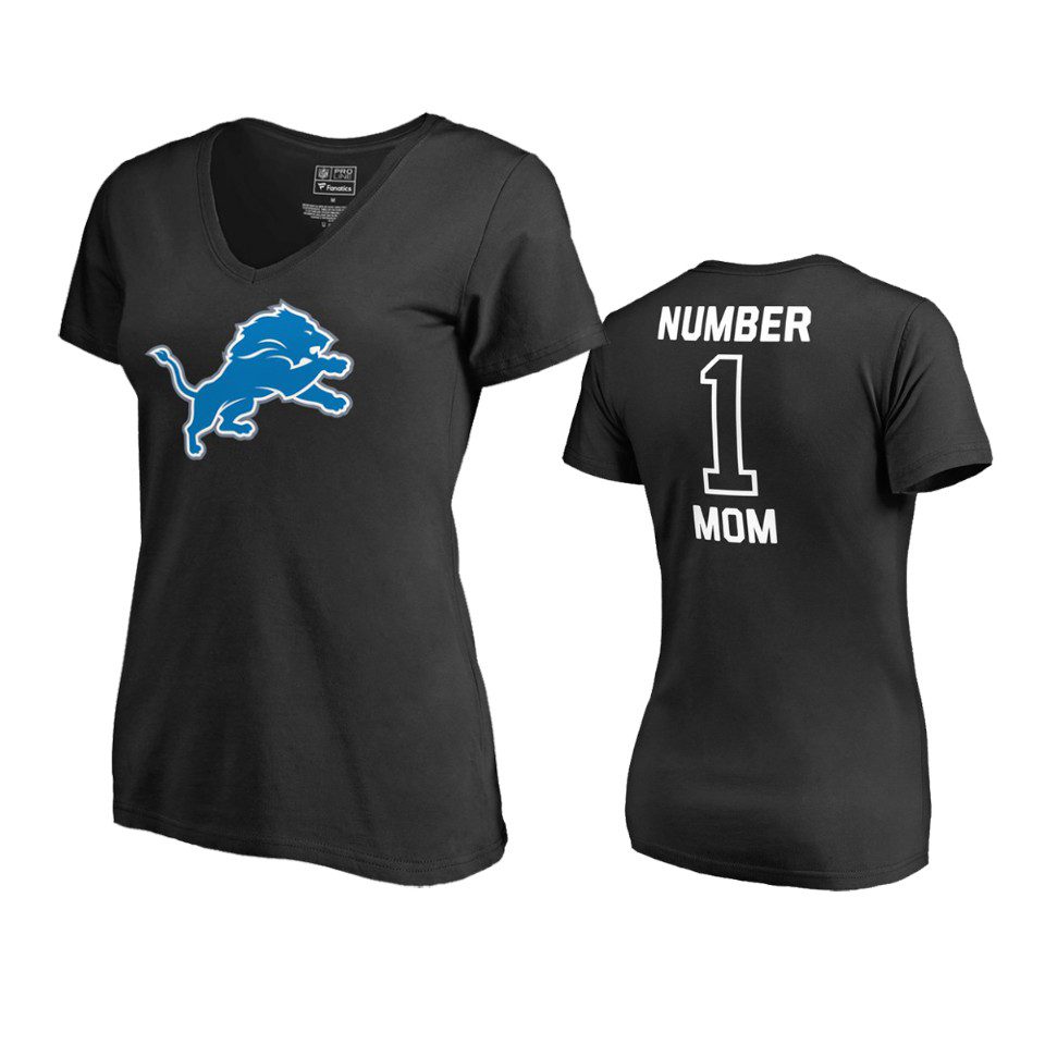 Detroit Lions Black Mother's Day #1 Mom T-Shirt 1 lions black number one mom t shirt
