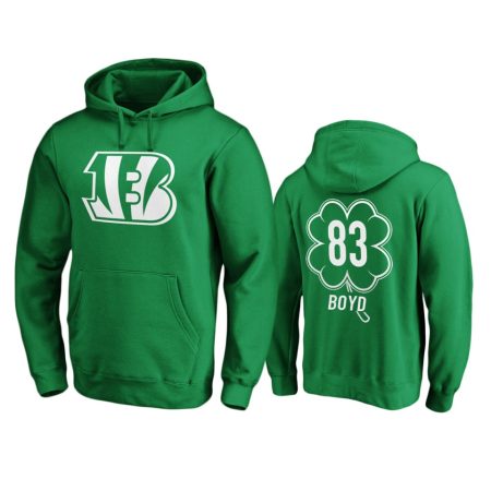Men's Cincinnati Bengals Tyler Boyd Green St. Patrick's Day White Logo Pullover Hoodie