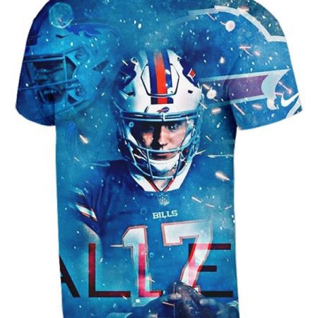 Men's Buffalo Bills Josh Allen Black 3D Printed Player Graphic T-Shirt
