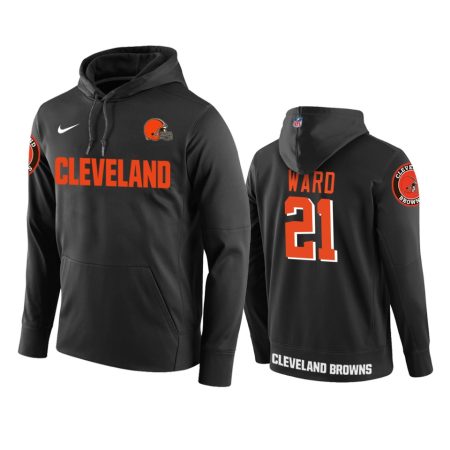 Cleveland Browns #21 Denzel Ward Black Circuit Wordmark Pullover Hoodie