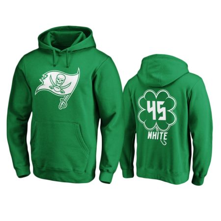 Men's Tampa Bay Buccaneers Devin White Green St. Patrick's Day White Logo Pullover Hoodie