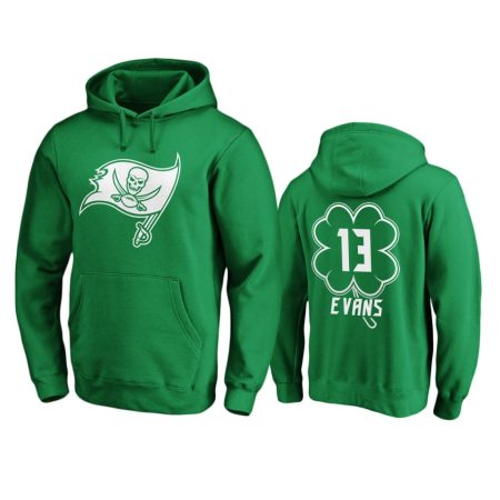 Men's Tampa Bay Buccaneers Mike Evans Green St. Patrick's Day White Logo Pullover Hoodie