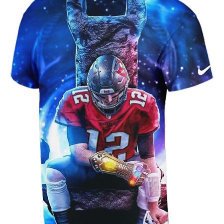 Men's Tampa Bay Buccaneers Tom Brady Black 3D Printed 7 Rings T-Shirt