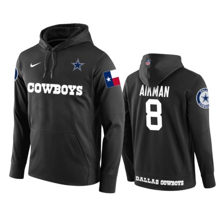 Dallas Cowboys #8 Troy Aikman Black Circuit Wordmark Pullover Hoodie