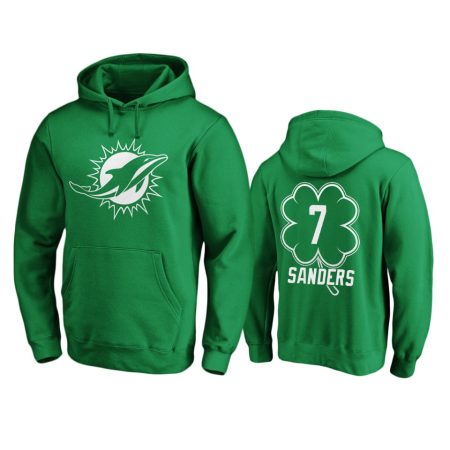 Men's Miami Dolphins Jason Sanders Green St. Patrick's Day White Logo Pullover Hoodie