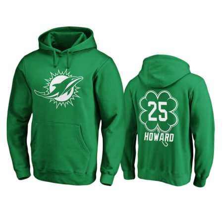 Men's Miami Dolphins Xavien Howard Green St. Patrick's Day White Logo Pullover Hoodie