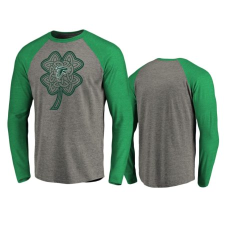 Atlanta Falcons Heathered Gray St. Patrick's Day Celtic Charm Raglan Long Sleeve T-Shirt