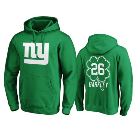 Men's New York Giants Saquon Barkley Green St. Patrick's Day White Logo Pullover Hoodie