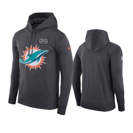 Men's Miami Dolphins Anthracite Crucial Catch Hoodie