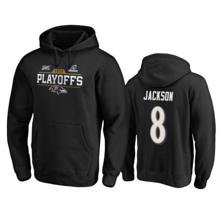 Baltimore Ravens Lamar Jackson Black 2019 NFL Playoffs Bound Chip Shot Pullover Hoodie