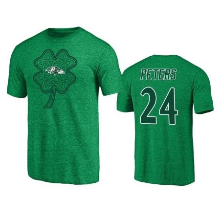 Baltimore Ravens Marcus Peters Heathered Kelly Green St. Patrick's Day Paddy's Pride T-Shirt