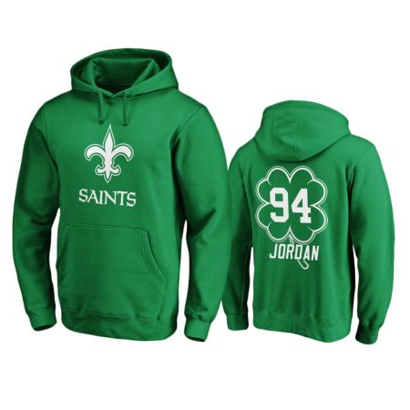 Men's New Orleans Saints Cameron Jordan Green St. Patrick's Day White Logo Pullover Hoodie