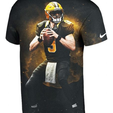Men's New Orleans Saints Drew Brees Black 3D Printed Player Graphic T-Shirt
