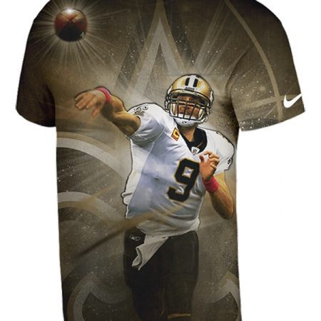Men's New Orleans Saints Drew Brees Gold 3D Printed Player Graphic T-Shirt