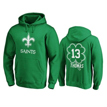 Men's New Orleans Saints Michael Thomas Green St. Patrick's Day White Logo Pullover Hoodie