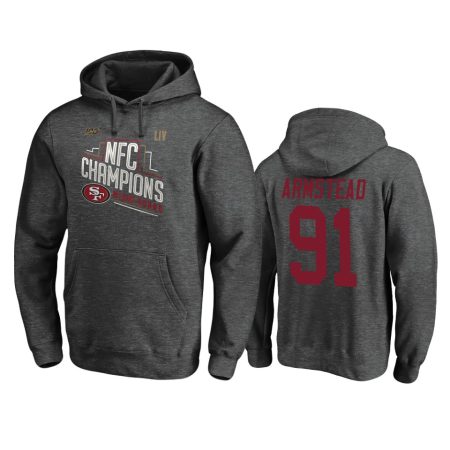 Men's San Francisco 49ers Arik Armstead Heather Charcoal 2019 NFC Champions Trophy Collection Locker Room Hoodie