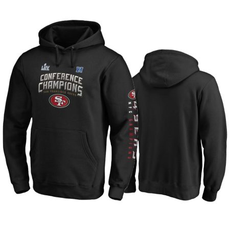 Men's San Francisco 49ers Black 2019 NFC Champions End Around 2-Hit Pullover Hoodie