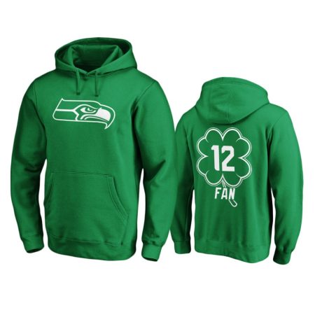 Men's Seattle Seahawks 12th Fan Green St. Patrick's Day White Logo Pullover Hoodie