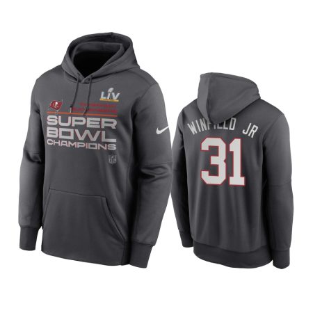 Tampa Bay Buccaneers Antoine Winfield Jr. Anthracite Super Bowl LV Champions Trophy Hoodie
