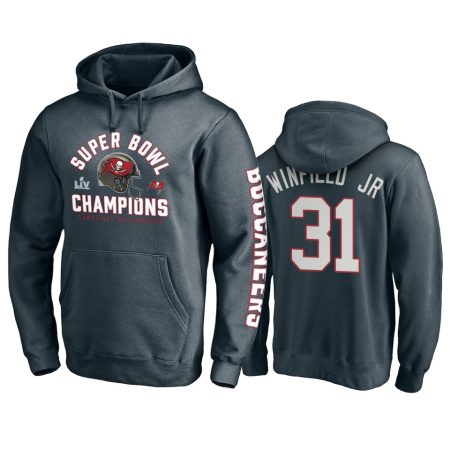 Tampa Bay Buccaneers Antoine Winfield Jr. Charcoal Super Bowl LV Champions Lateral Pass Hoodie