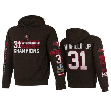 Tampa Bay Buccaneers Antoine Winfield Jr. Charcoal Super Bowl LV Champions Name Number Hoodie