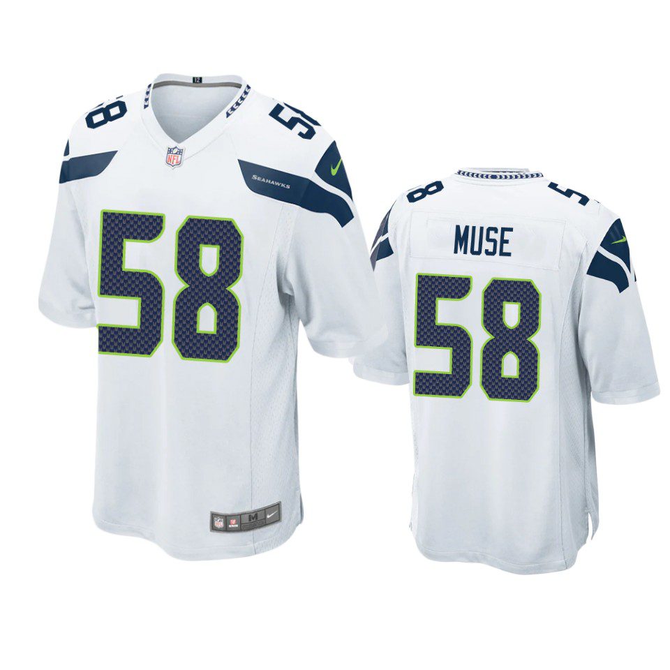 Seattle Seahawks Tanner Muse White Game Jersey 1 mens tanner muse seahawks white game jersey