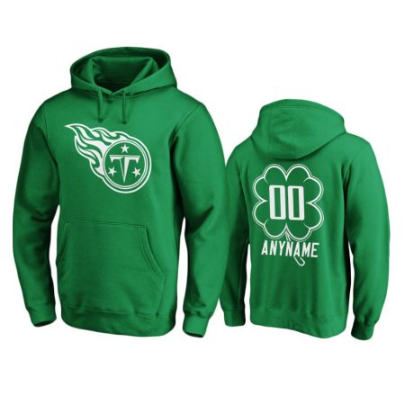 Men's Tennessee Titans Custom Green St. Patrick's Day White Logo Pullover Hoodie