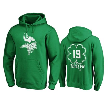 Men's Minnesota Vikings Adam Thielen Green St. Patrick's Day White Logo Pullover Hoodie