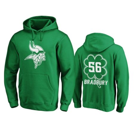 Men's Minnesota Vikings Garrett Bradbury Green St. Patrick's Day White Logo Pullover Hoodie