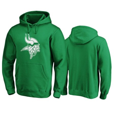 Men's Minnesota Vikings Green St. Patrick's Day White Logo Pullover Hoodie