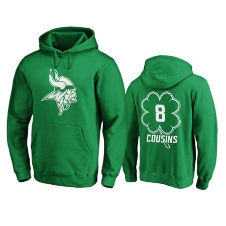 Men's Minnesota Vikings Kirk Cousins Green St. Patrick's Day White Logo Pullover Hoodie