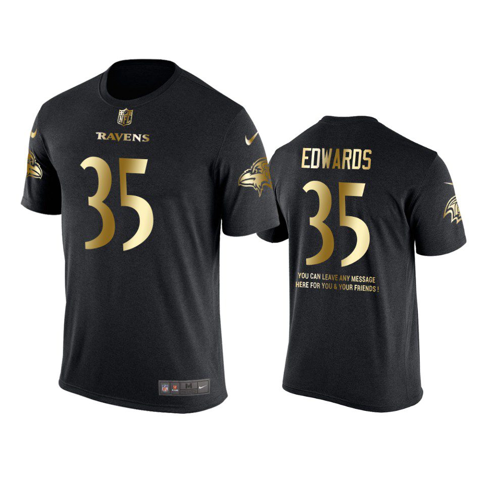 Baltimore Ravens #35 Gus Edwards Metall Dark Nike Golden Special T-Shirt - Men 1 metall dark gus edwards t shirt