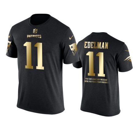 New England Patriots #11 Julian Edelman Metall Dark Nike Golden Special T-Shirt - Men