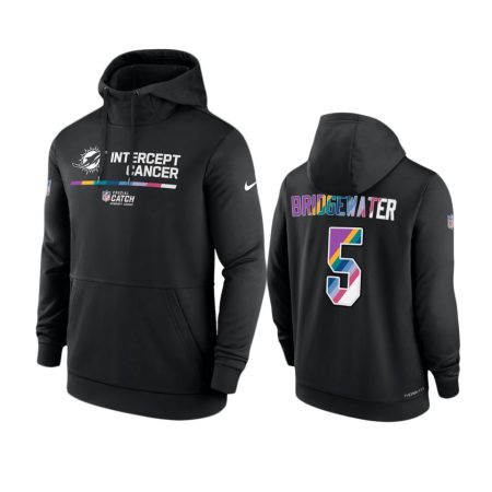 Men's Miami Dolphins Teddy Bridgewater Black Therma 2022 NFL Crucial Catch Hoodie